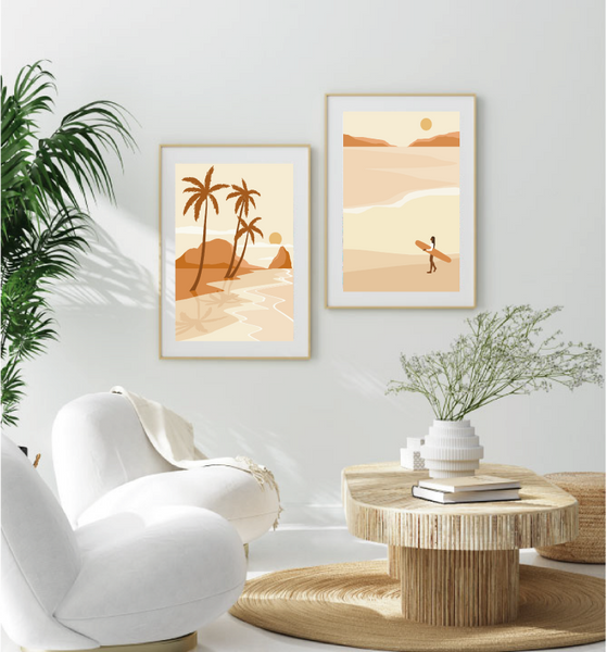 Island Palm Illustration Set of 2