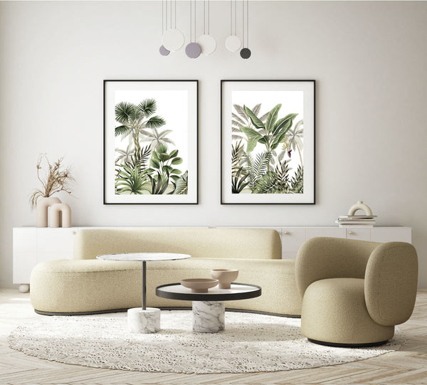 Vintage Jungle Paradise Wall Art Prints Set of 2-Art for Interiors-Online Framed-Australian Made Wall Art-Milk n Honey Designs