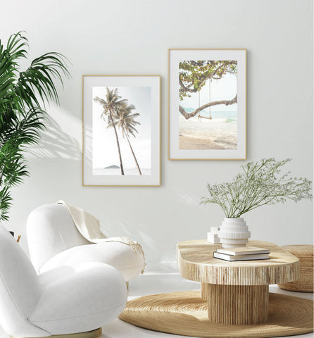 Coastal Swing and Palm Prints Set of 2