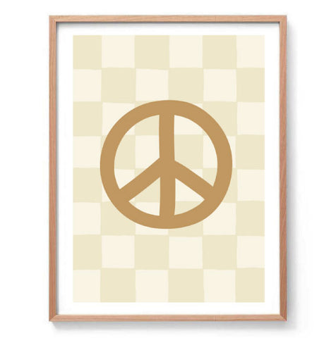 Checkerboard Peace Symbol Print