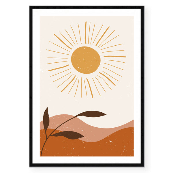 Sun and Mountain Illustration Print