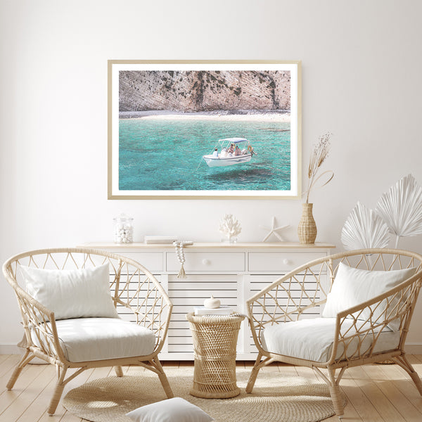 Greek Island Boat Print-Art for Interiors-Online Framed-Australian Made Wall Art-Milk n Honey Designs