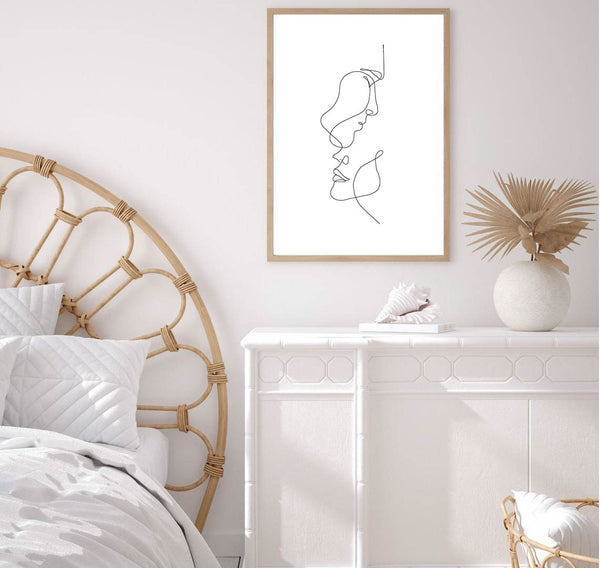 Lovers Line Drawing Print-Art for Interiors-Online Framed-Australian Made Wall Art-Milk n Honey Designs