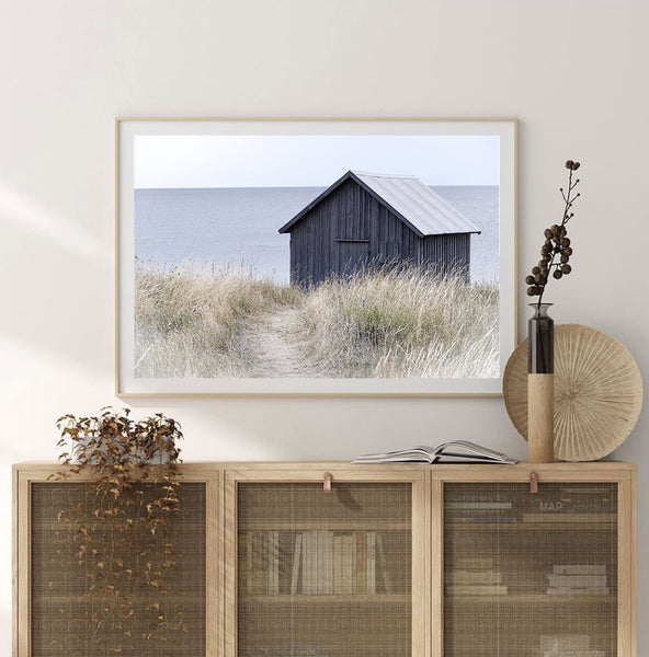 Blue Beach Hut-Art for Interiors-Online Framed-Australian Made Wall Art-Milk n Honey Designs