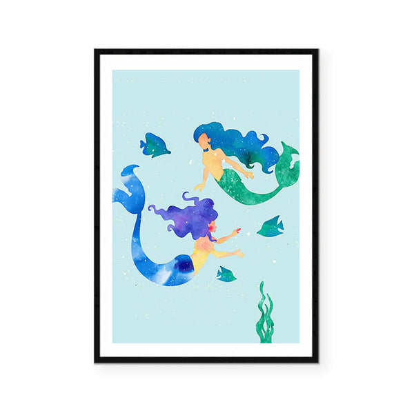 Mermaid Watercolour Print-Prints for - GIRLS-Online Framed-Australian Made Wall Art-Milk n Honey Designs