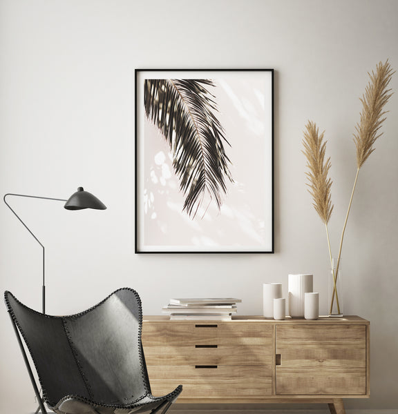 Palm Shadow Wall Art Print - Monochrome-Art for Interiors-Online Framed-Australian Made Wall Art-Milk n Honey Designs