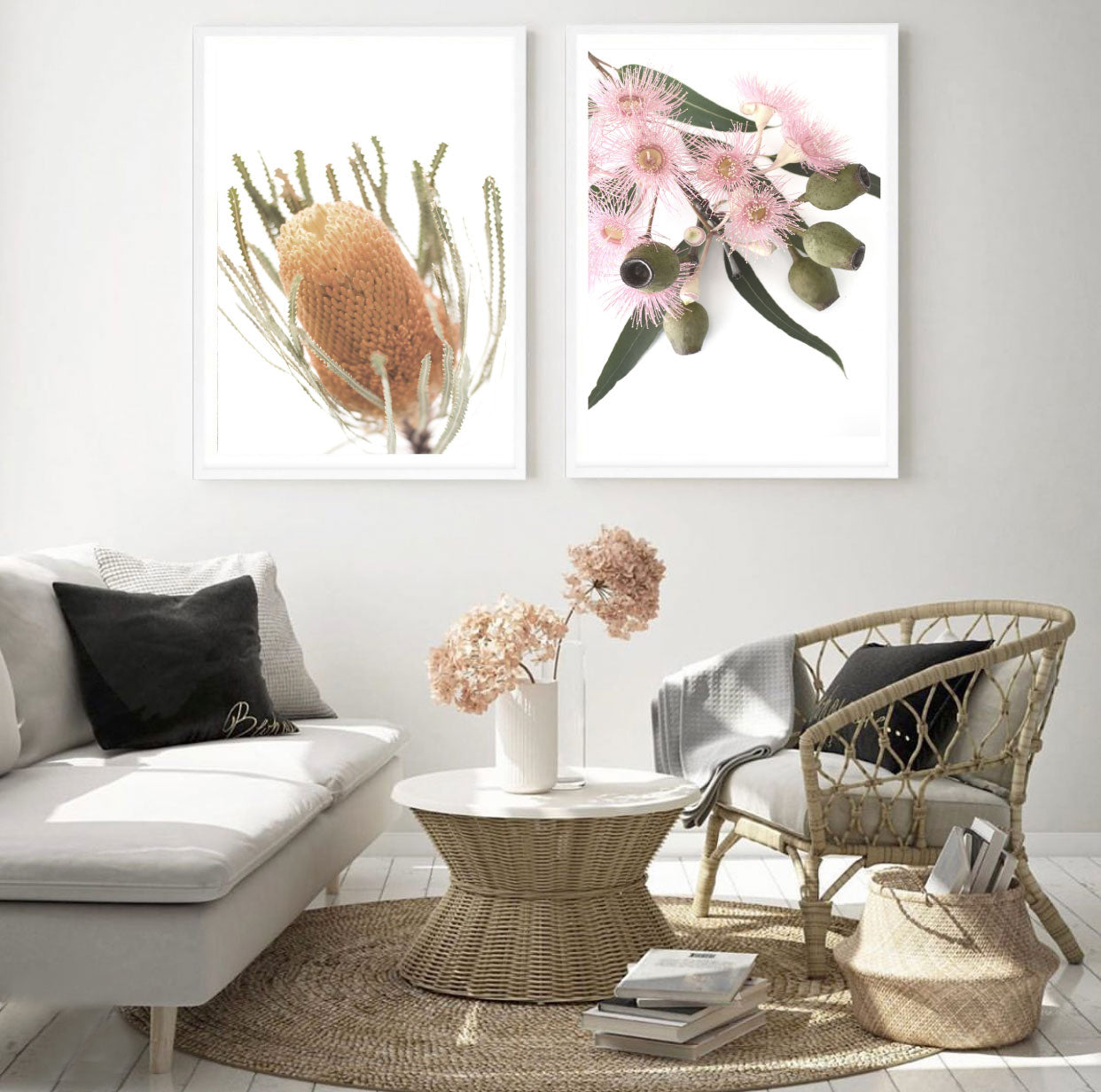 Australian Florals Set of 2-Art for Interiors-Online Framed-Australian Made Wall Art-Milk n Honey Designs