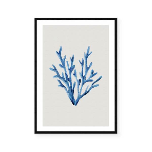 Blue Coral on Linen II Print