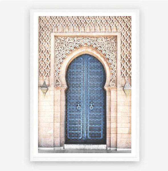 Blue Moroccan Doorway Print-Art for Interiors-Online Framed-Australian Made Wall Art-Milk n Honey Designs