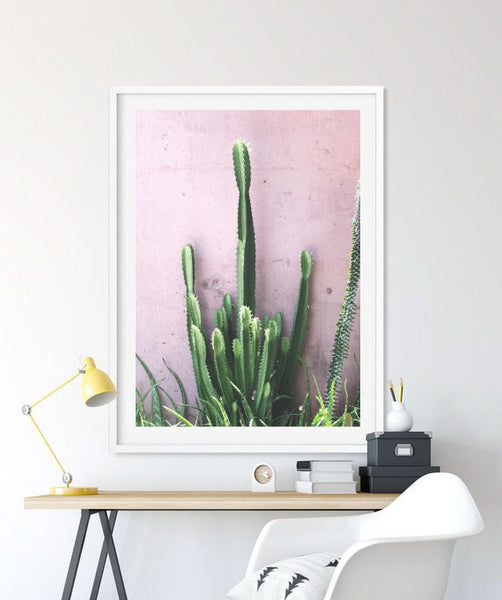 Cactus on Pink Print-Art for Interiors-Online Framed-Australian Made Wall Art-Milk n Honey Designs