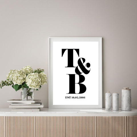 Personalised Couples Monogram Initials Print