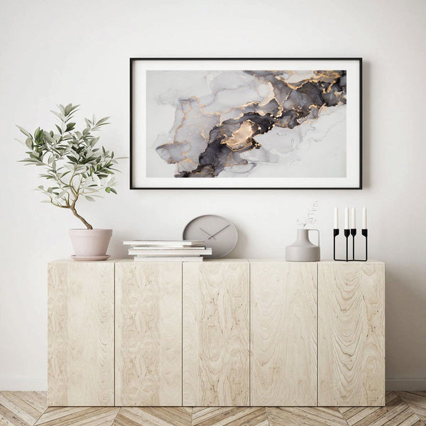 Black and Gold Ink Abstract Print-Art for Interiors-Online Framed-Australian Made Wall Art-Milk n Honey Designs