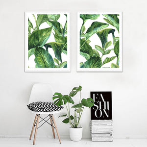 Green Tropical Palm Foliage Set of 2-Art for Interiors-Online Framed-Australian Made Wall Art-Milk n Honey Designs