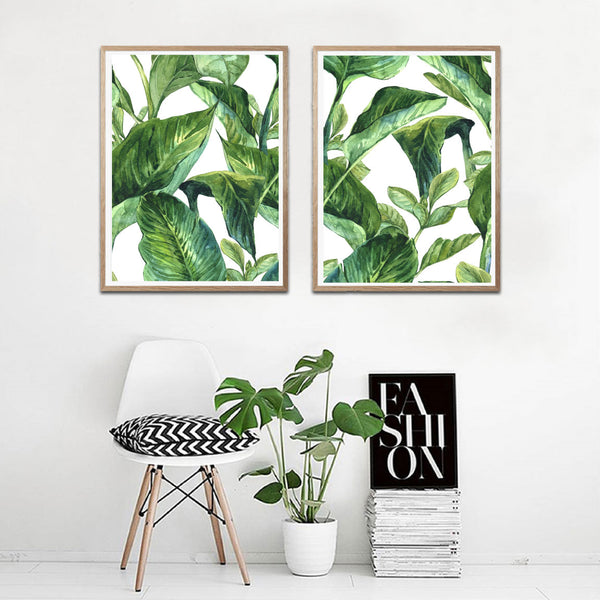 Green Tropical Palm Foliage Set of 2-Art for Interiors-Online Framed-Australian Made Wall Art-Milk n Honey Designs