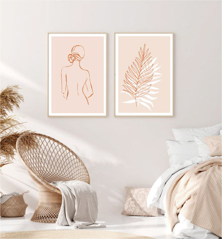 Minimal Blush Illustration II Set of 2-Art for Interiors-Online Framed-Australian Made Wall Art-Milk n Honey Designs