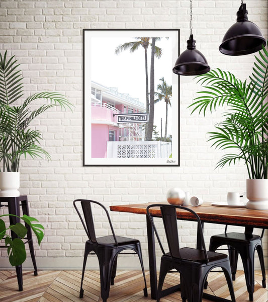 Pink Hotel Print-Art for Interiors-Online Framed-Australian Made Wall Art-Milk n Honey Designs