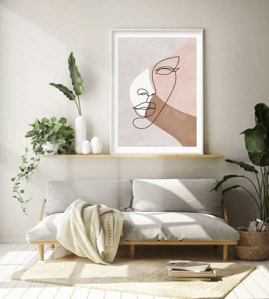 Watercolour Face Line Art Drawing Print-Art for Interiors-Online Framed-Australian Made Wall Art-Milk n Honey Designs
