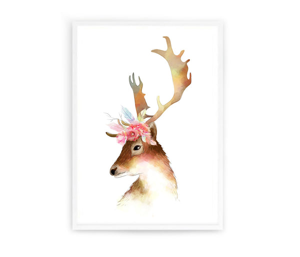 Deer Watercolour Illustration Print-Prints for - GIRLS-Online Framed-Australian Made Wall Art-Milk n Honey Designs