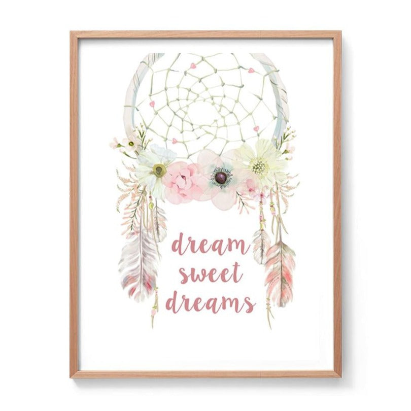Dream Sweet Dreams Boho Dreamcatcher Print-Prints for - GIRLS-Online Framed-Australian Made Wall Art-Milk n Honey Designs