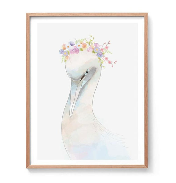 Swan Watercolour Illustration Print-Prints for - GIRLS-Online Framed-Australian Made Wall Art-Milk n Honey Designs