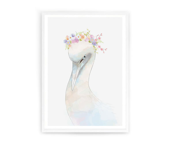 Swan Watercolour Illustration Print-Prints for - GIRLS-Online Framed-Australian Made Wall Art-Milk n Honey Designs