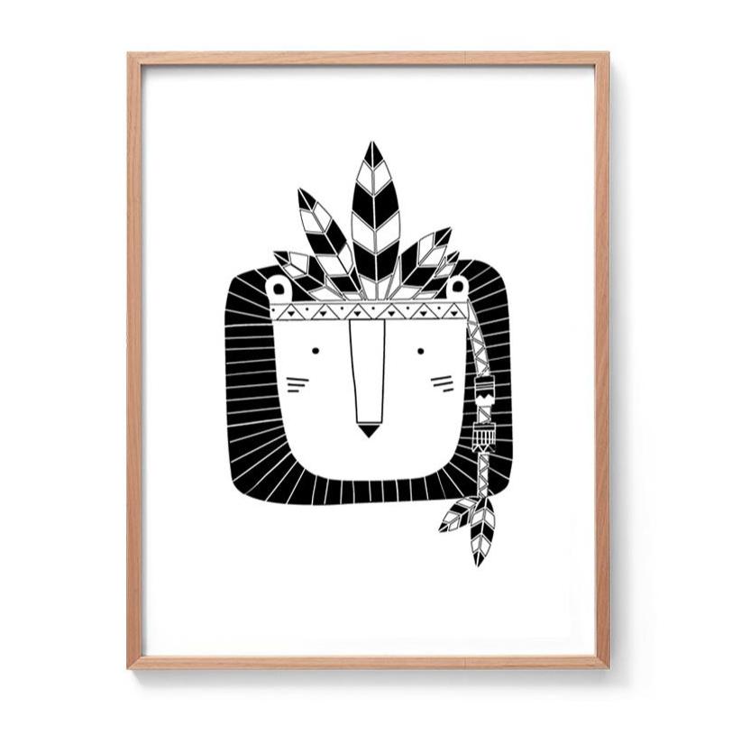 Theo the Tribal Lion Print-Prints for - BOYS-Online Framed-Australian Made Wall Art-Milk n Honey Designs
