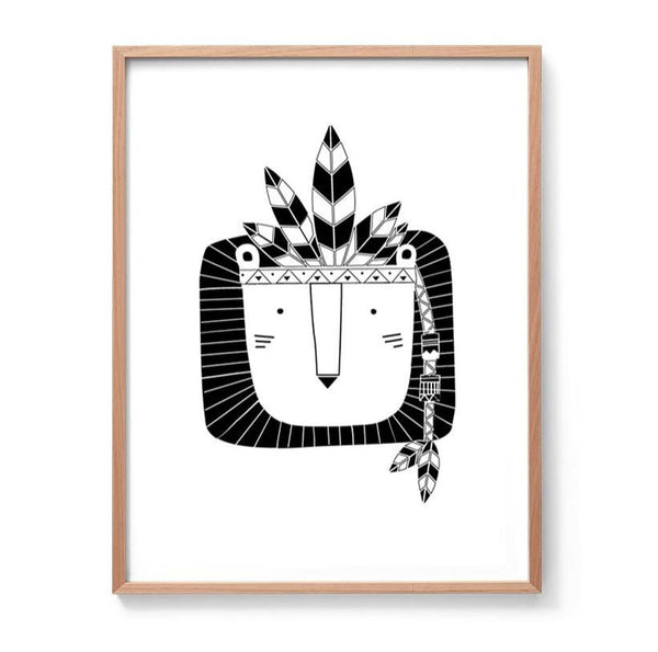 Theo the Tribal Lion Print-Prints for - BOYS-Online Framed-Australian Made Wall Art-Milk n Honey Designs